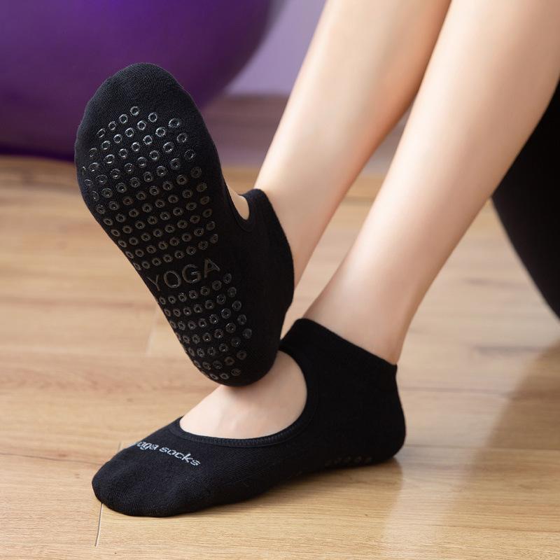 

Спортивные носки для йоги для женщин/девушек, нескользящие, дышащие, с открытой спиной, для занятий в спортзале, для занятий фитнесом, балетом, танцами, пилатесом US 5-10 EU35-42 чёрный
