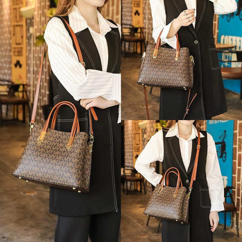 Nowa torebka damska modna o dużej pojemności przenośna torba kubełkowa retro z nadrukiem liter damska na ramię listonoszka