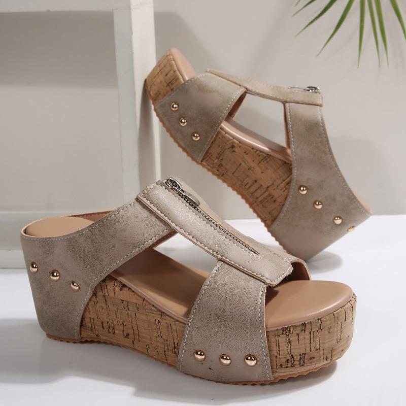 New Large-sized Women's Sandals, Wedge Heels, Fish-mouth Shoes, Thick-soled Shoes