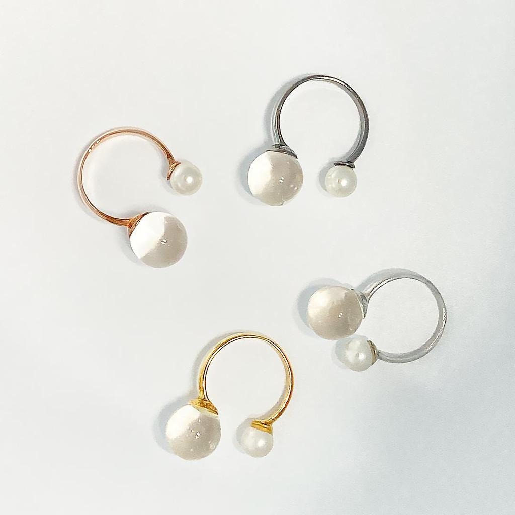 Pearl and Dew Ring - Handmade 925 Sterling Silver Jewelry for Women's Gift