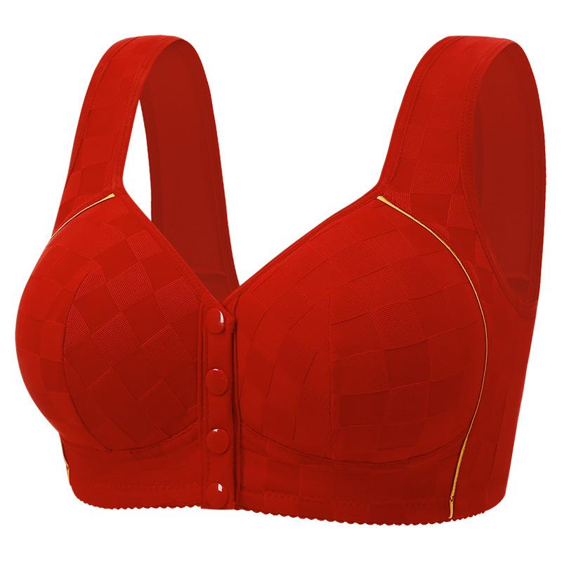 Plus Size Bra for Mature Women Front Closure Fixed Cup Thin Wireless Tank Top Bra Comfortable Supportive Full Coverage Everyday Underwear