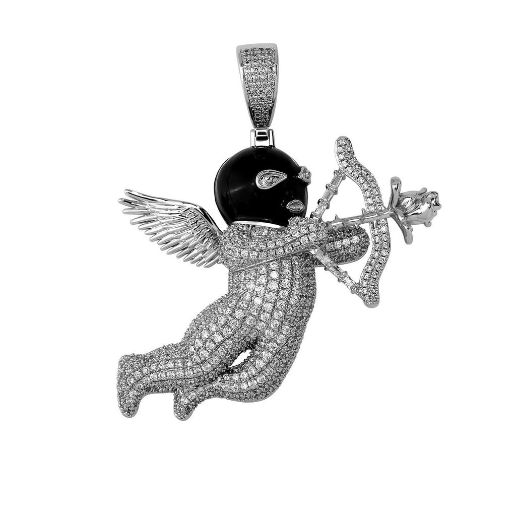 European-American Hip-Hop Cupid's Arrow Zirconia Pendant Necklace