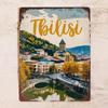 Tbilisi Georgien Souvenir Plåtskylt 20x30cm, Vintage Rese Väggdekor