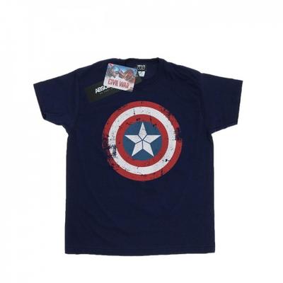 Damen/Damen Captain America Civil War Distressed Shield Baumwoll-Boyfriend-T-Shirt