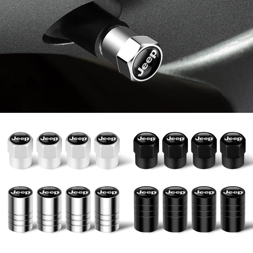 4Pcs 3D Metal Car Wheel Tire Valve Caps Dust-proof Cover Auto Accessories For Jeep Wrangler Renegade Compass Gladiator Cherokee