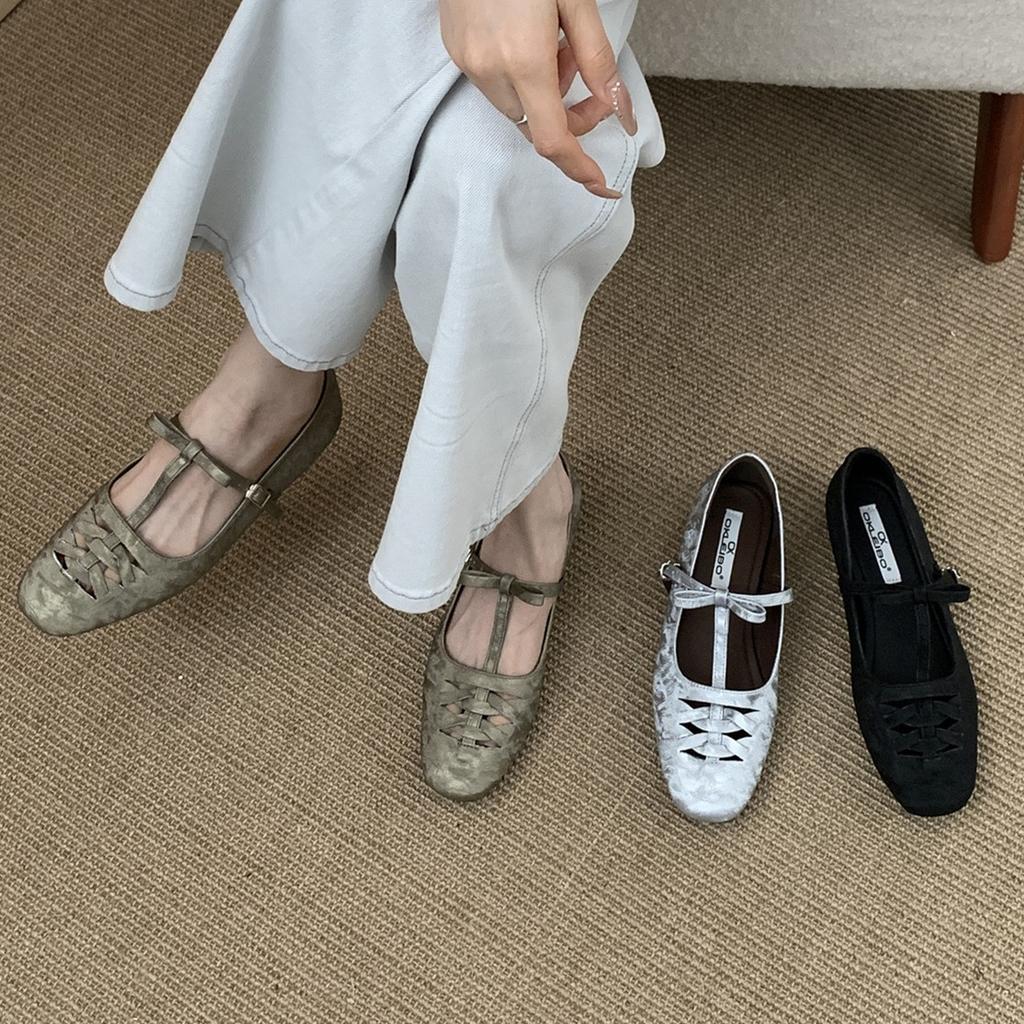 Fashion IPPEUM Ballet Flats For Women Square Toe 2025 New Fashion PU Leather Mary Janes Ballerina Flat Shoes