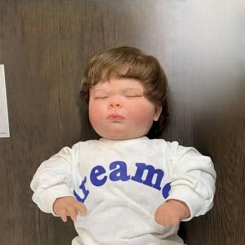 Realistic 60cm Simulation Reborn Baby Doll Joseph Closed Eyes Big Fat Newborn Babies Doll 3D Hand Painted Skin Veins Visible Rebirth Doll Children Toy