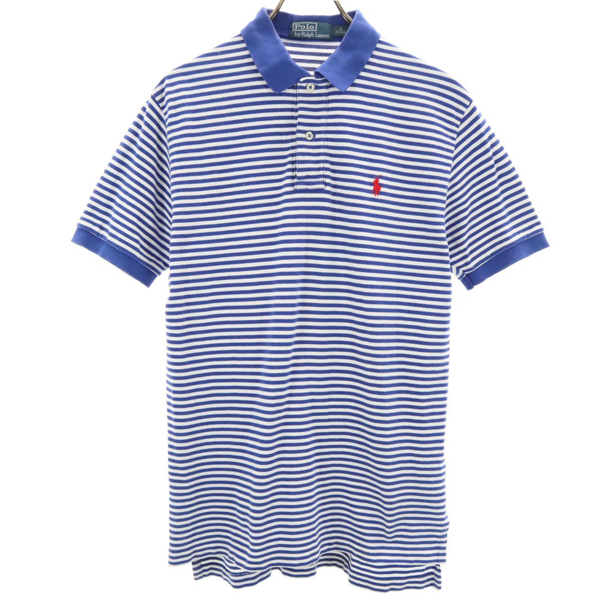 

Polo by Ralph Lauren border Short sleeve Polo shirt M Blue Men s Used