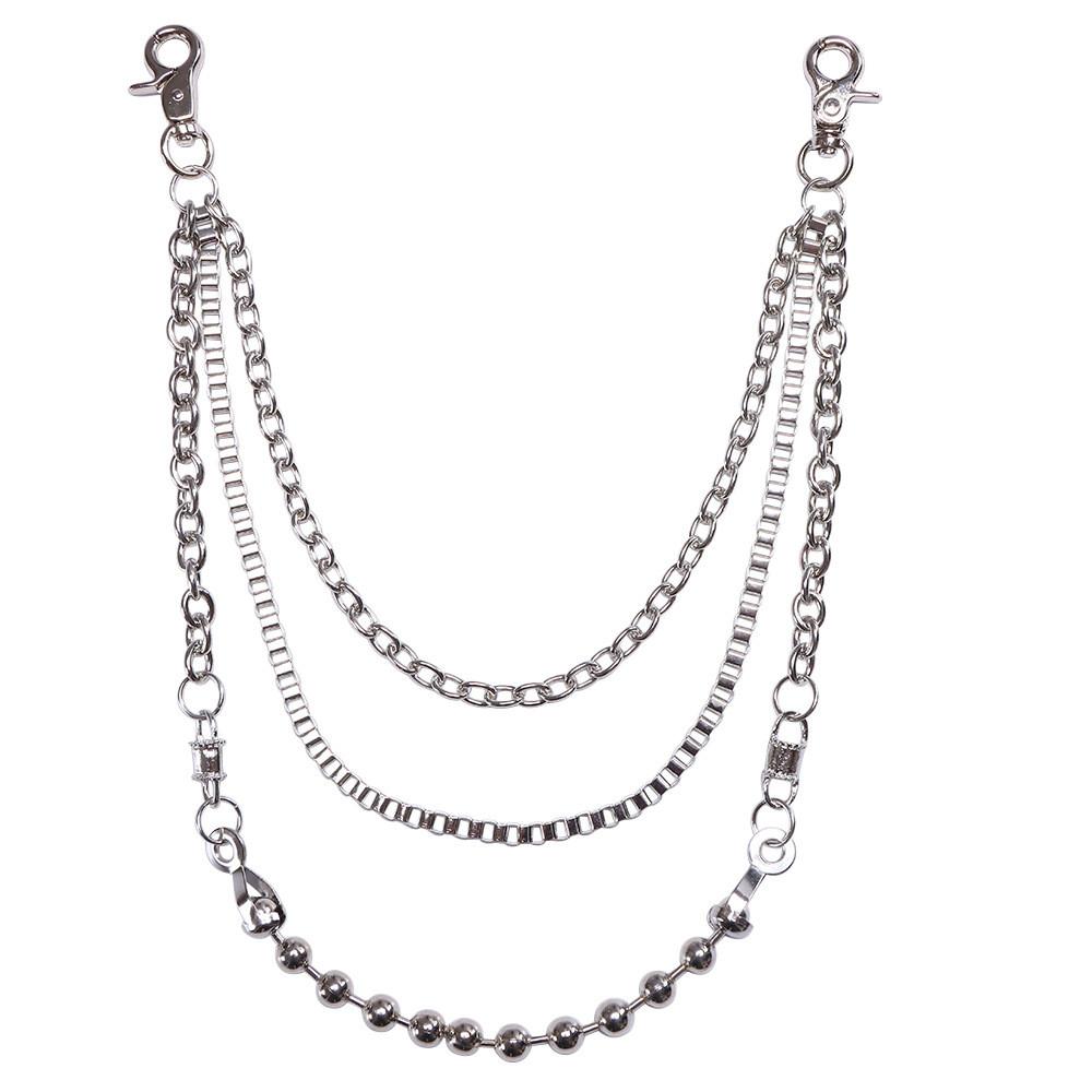 Metal Chain Waist Belt With Multilayer Beaded Design For Men And Women