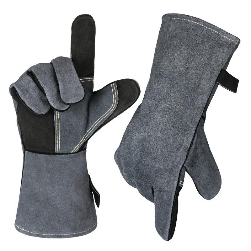 Welding Gloves Work Welder's Cowskin Leather Barbecue Gloves Grill BBQ Garden Protective Heat Resistant Long Sleeve 2415