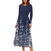 Women's  Floral,Gradient Print Midi Boho Dress Casual Long Sleeve Flowy Smocked Dresses With Pocket  Holiday Dresses for Women