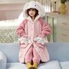 Kids Flannel Pajamas Set Boys Girls Warm Long Sleeve Top And Pants Sleepwear Winter Home Nightwear