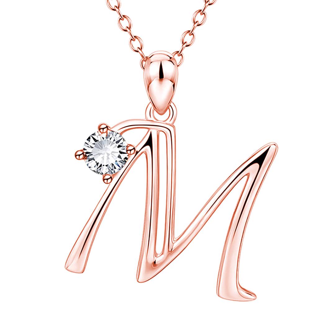 Fashion Alphabet Letter Pendant Necklace with Embedded Crystals Elegant Initial Charm Jewelry for Daily Wear and Special Occasions