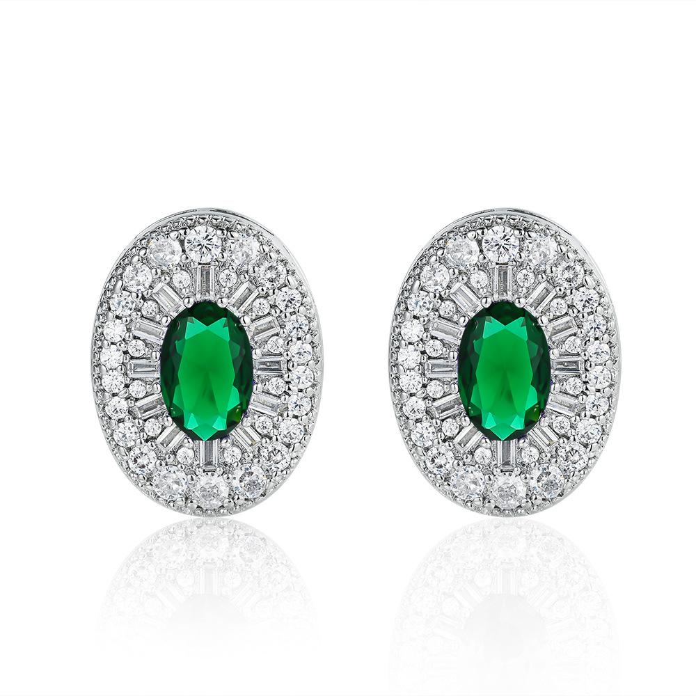 New European and American style luxury colored treasure stud earrings, high-end exaggerated party atmosphere earrings set