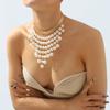Retro Pearl Chain Fringed Necklace, Fashionable Personality Exaggerated Heavy Industry Collarbone Chain