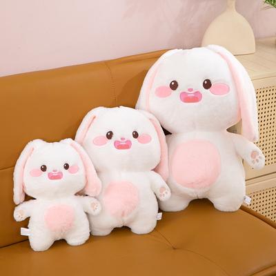 Niedliche fette Kaninchen Plüschtier Puppe weißes Hasenpuppe Großohrkaninchen Bett Schlafkissen Geburtstagsgeschenk