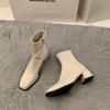 Sense High Heels White Martin Short Boots French Small Ankle Boots Spring and Summer Velvet New Thin Boots Women's Boots