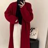 Autumn Winter Women's Korean Style Mid-Length Knitted Cardigan Outer Wear Lazy Style High-End Slimming Loose Thickened Knitted Coat