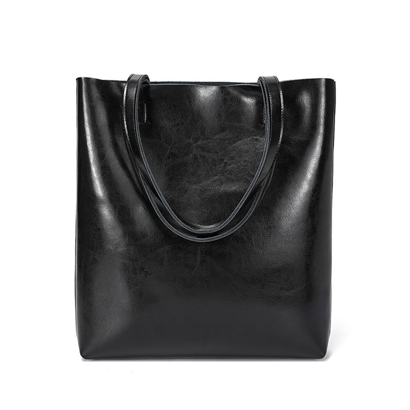 Ladies Cow Genuine Leather Shoulder Bags Women Cowhide Retro Fashi Handbags Female Large Vintage Office Tote Bags For Ladies