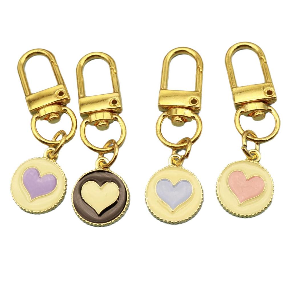 Hot Selling Simple Colored Heart Oil Drip Keychain Pendant
