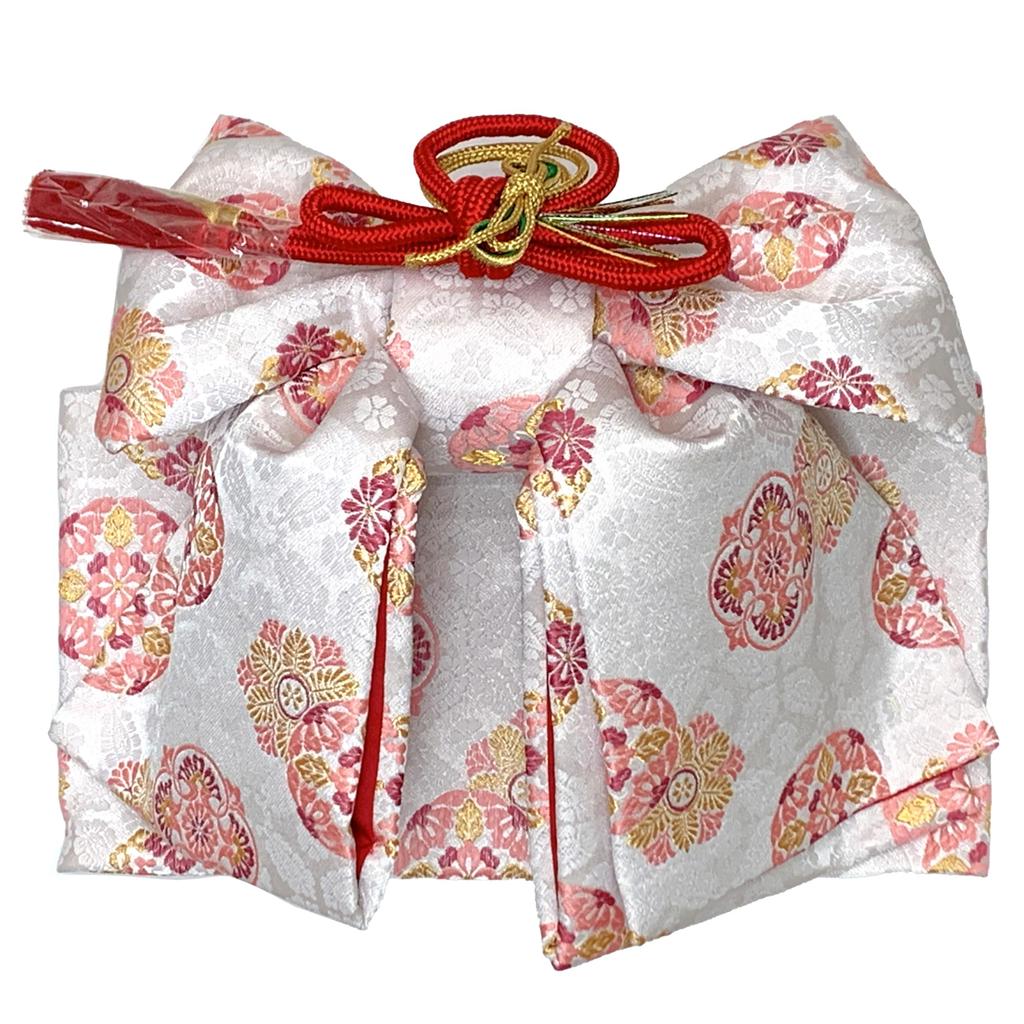 Muromachi Obi Hakoseko Set 7 Years Old Girl Large Size Zori Bag Obijime Hakosako Obi Set 753 Flower FPS021 [Kyoto st. ] Shichi-Go-San "White, Pattern"
