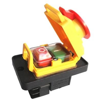 Electromagnetic Pushbutton Switches KJD22 4Pins 6-Terminals Electric Switch with Emergency Stop Cover