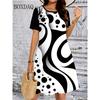 Tie Dye Gradient Striped Printing Dresses For Women Summer Fashion Plus Size Dress Casual Short Sleeve Loose Dress 6XL Clothing
