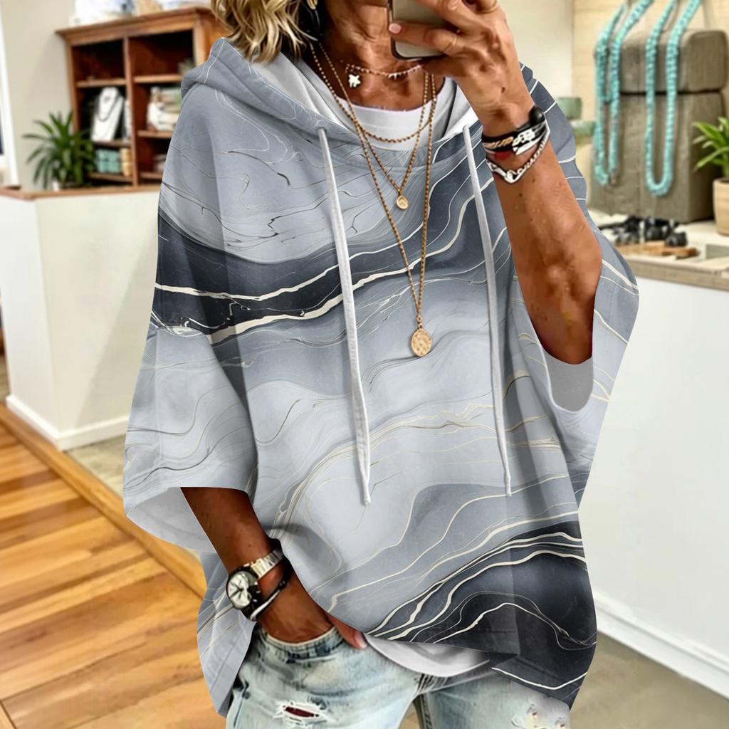 Women's Vintage Floral Print Drawstring Hoodie Loose Fit Casual Sweatshirt Top