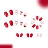 24Pcs French Manicure Fake Nail Red White Dotted Pattern Artificial Fingernails For Daily Use Special Party Wedding