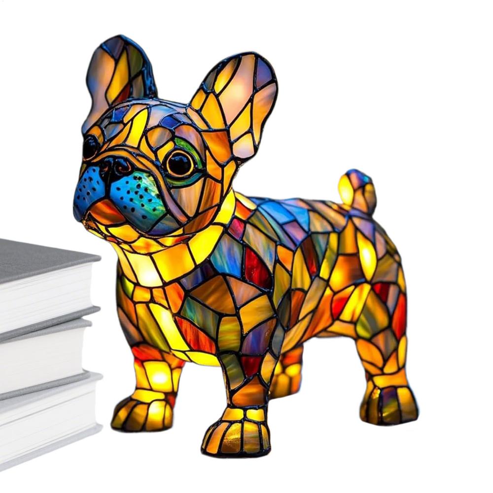 

Dog Series LED Table Lamps Cute Vintage Stained Resin LED Lamp Kids Night Light For Thanksgiving Holiday Party Offices Home Room