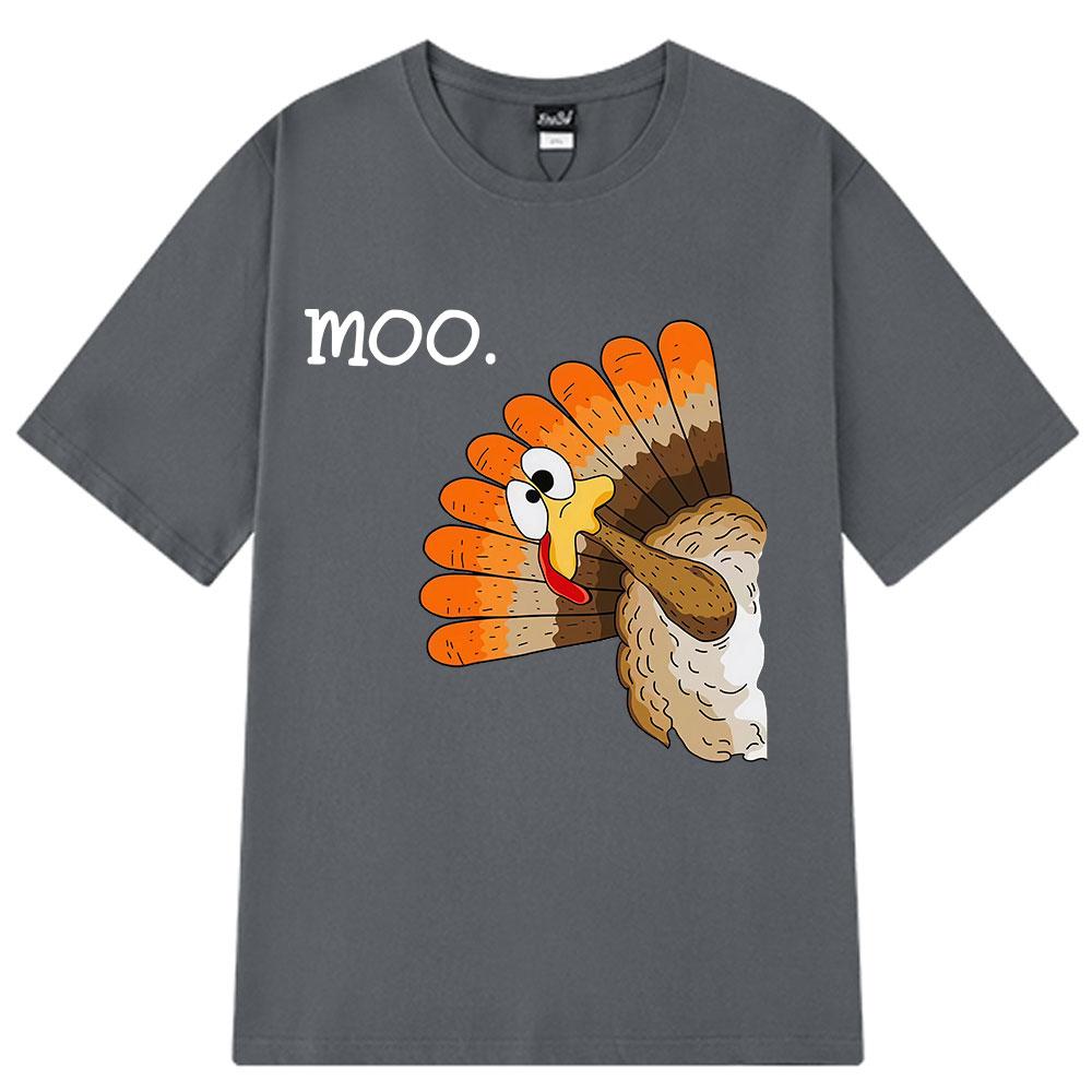 2025 Summer Funny Turkey Moo Funny Meme Tshirt Men Women Harajuku 100 Cotton Hiphop Oversized Streetwear Leisure Tshirts