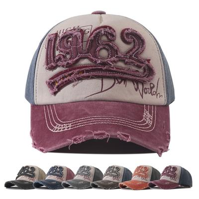 1962 Letter Embroidered Baseball Cap Hip Hop Vintage Washed Cotton Snapback Hat Women Men Adjustable Outdoor Sun Visor Caps