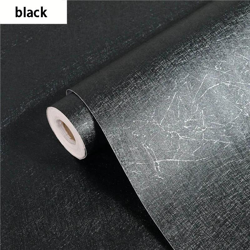 

Черные шелковые обои Тисненые самоклеящиеся обои Съемный винил Черные обои Peel and Stick Водонепроницаемый декор для мебели 5mx45cm