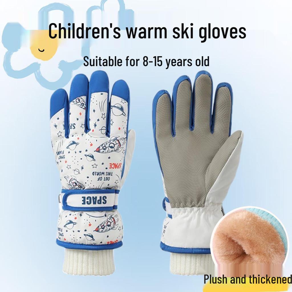 Kids' Winter Ski Gloves: Warm, Fleece-Lined, Thickened, Cold-Proof, Freeze-Resistant, for Boys & Girls