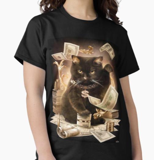 Manifest-Black Cat Cash Rolling In The Money Black Classic T-Shirt XXL