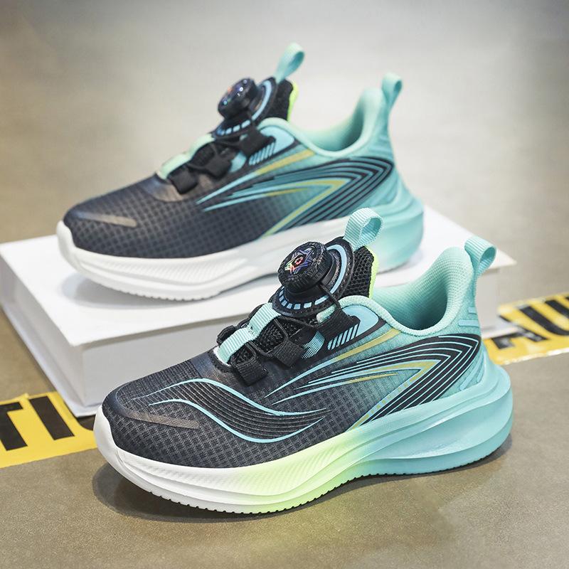 Children's Sports Shoes New Mesh Breathable Boys' Student Running Shoes Lightweight Girls' School Rotating Buttons