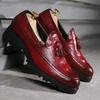 Four Seasons Men's Shoes New Casual Leather Shoes Fashion Sleeve Tassel Leather Shoes Trend British Style Leather Shoes Groom Wedding Shoes