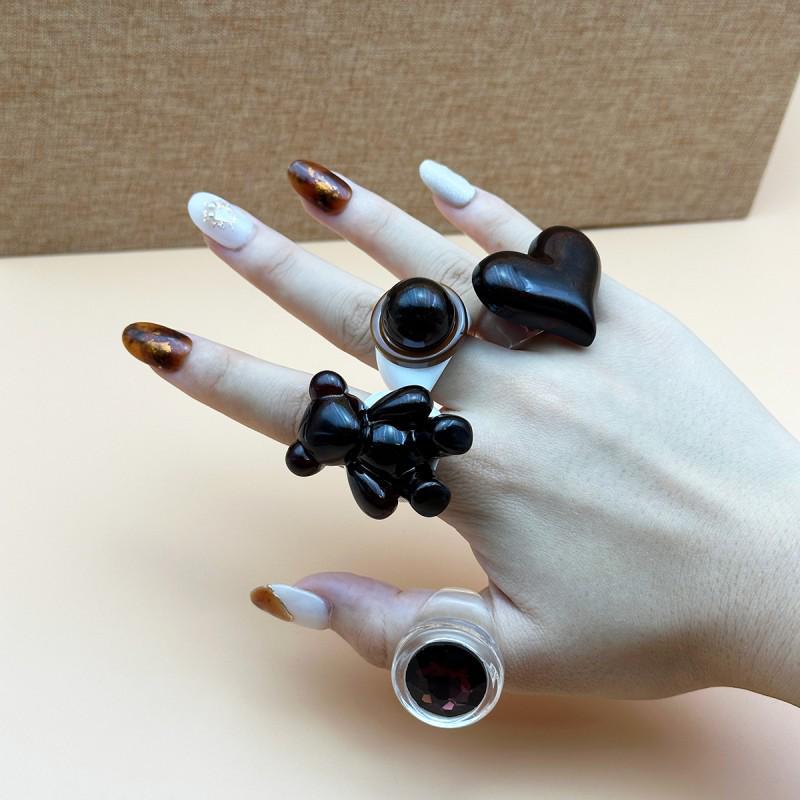 Heart & Bear Diamond Ring - Cute Strawberry Jewelry Christmas Gift