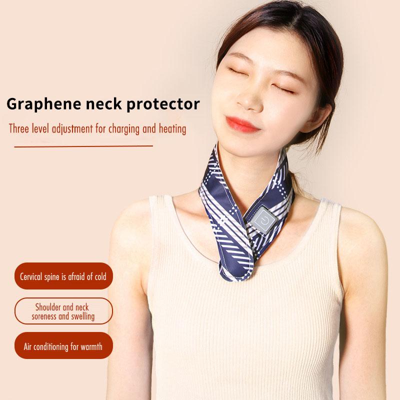 Умный греющий шарф из графена, перезаряжаемый через USB, зимний подогреватель для шеи, 3 режима регулировки температуры, теплоаксессуар для шеи и плеч