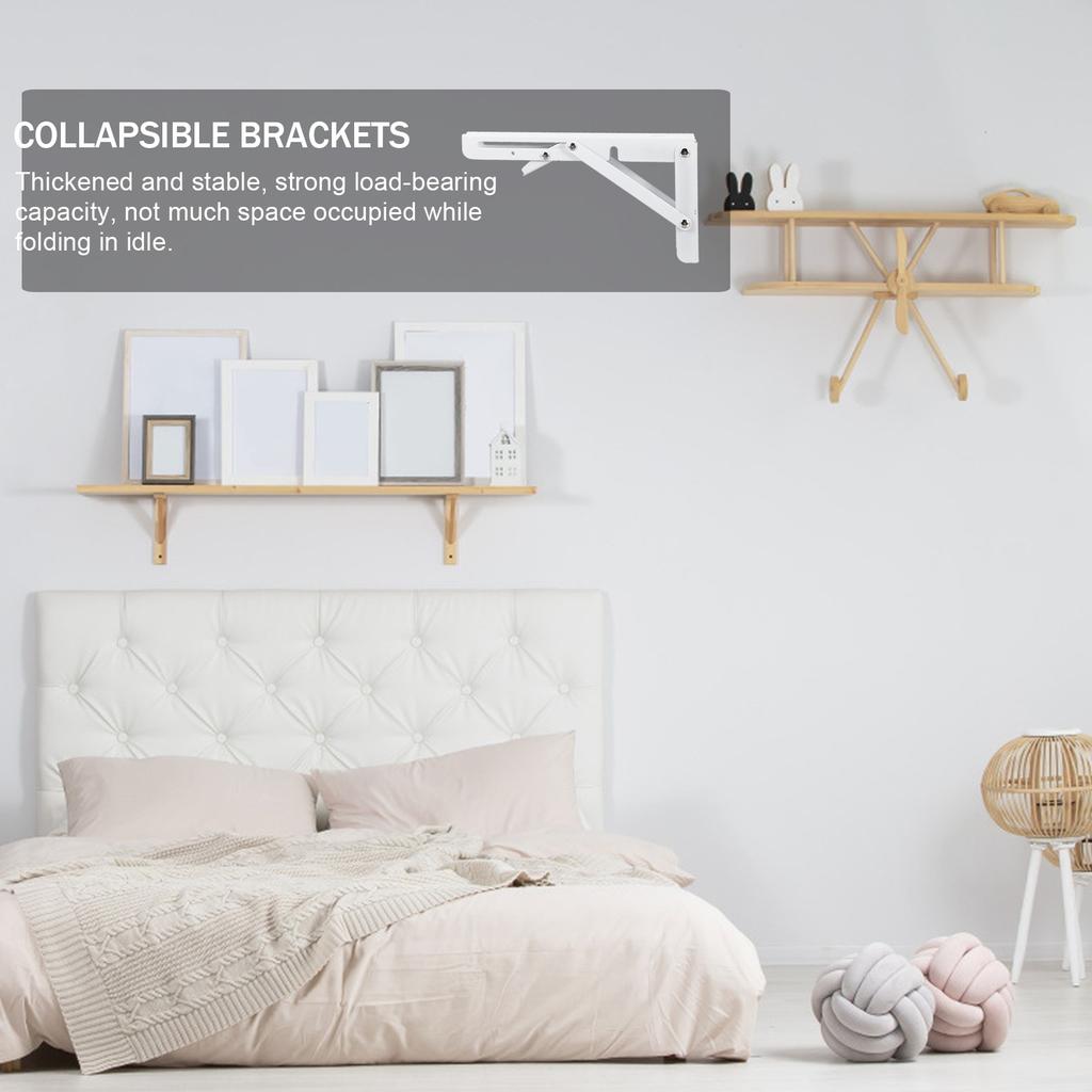 2Pcs 8 Inch L Shaped Foldable Brackets Strong Load Bearing Capacity Wall Mount Rack Folding Shelf Brackets Wall Mount Rack