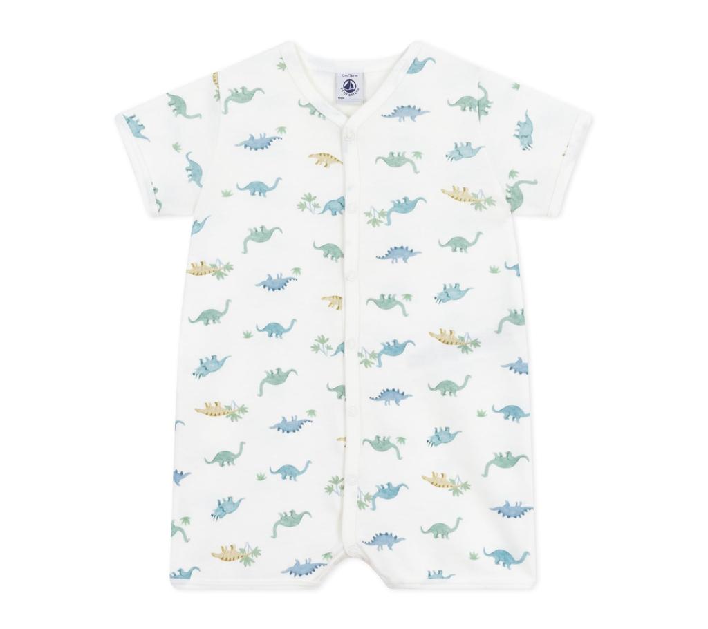 Short Romper A0CU4 6 Months 67cm [Petit Bateau] Off-white/Multicolor