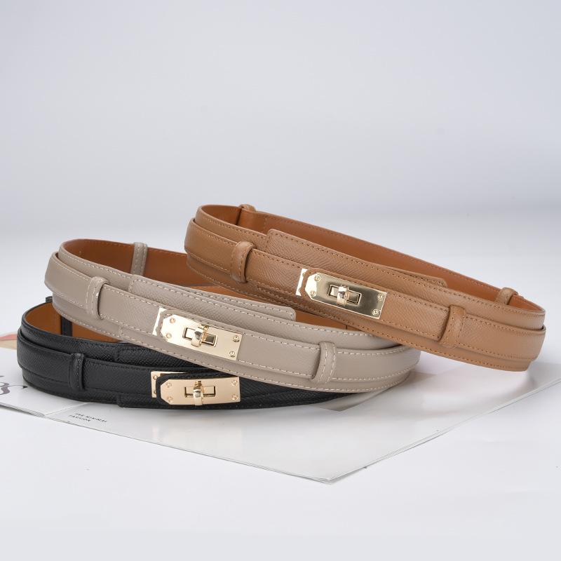 New Women's Belt Locks and Decorative Stylish Waistband with Dress Waist-hugging Genuine Leather Belt Wide Waistband Belt