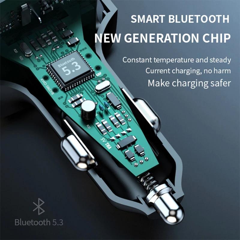 C26 Car FM Transmitter Dual USB Type-C Bluetooth Wireless Speaker Hands-Free MP3 Player with 3.1A Fast Charger Car Accessory