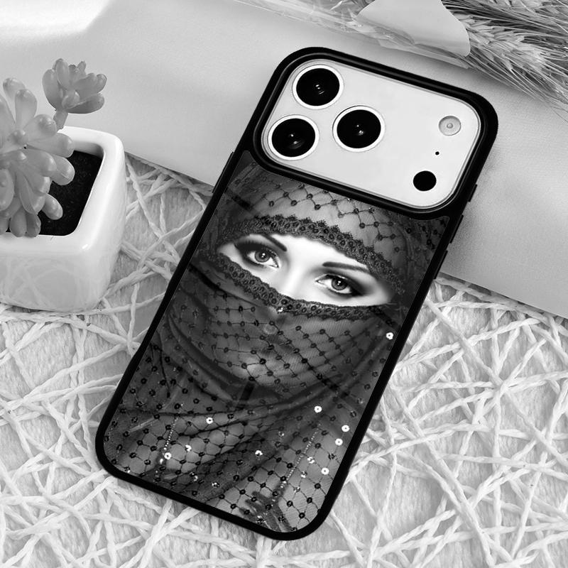Muslim Islamic Arabic Hijab Face Gril Eyes Koran Shockproof Phone Case for iPhone 17 Air 16e 15 11 12 14 13 Pro Max Cover Coque
