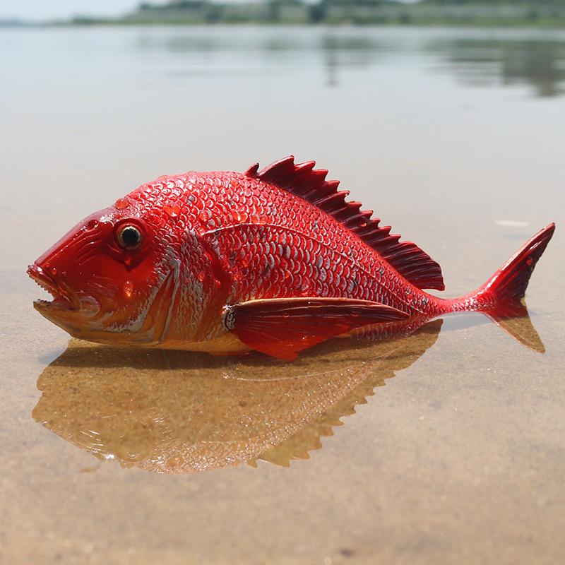 Red Silk Napoleonfish and Carp Toy Ornament - Marine Animal Simulation Model for Kids