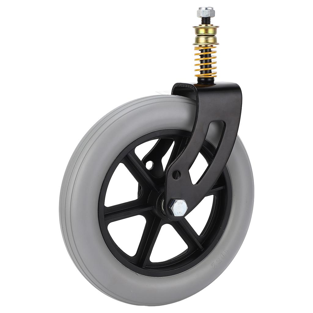 Wheelchair Caster Assembly Front Universal PU Hub Solid Spring Shock Absorber Wheel 10 X 2in