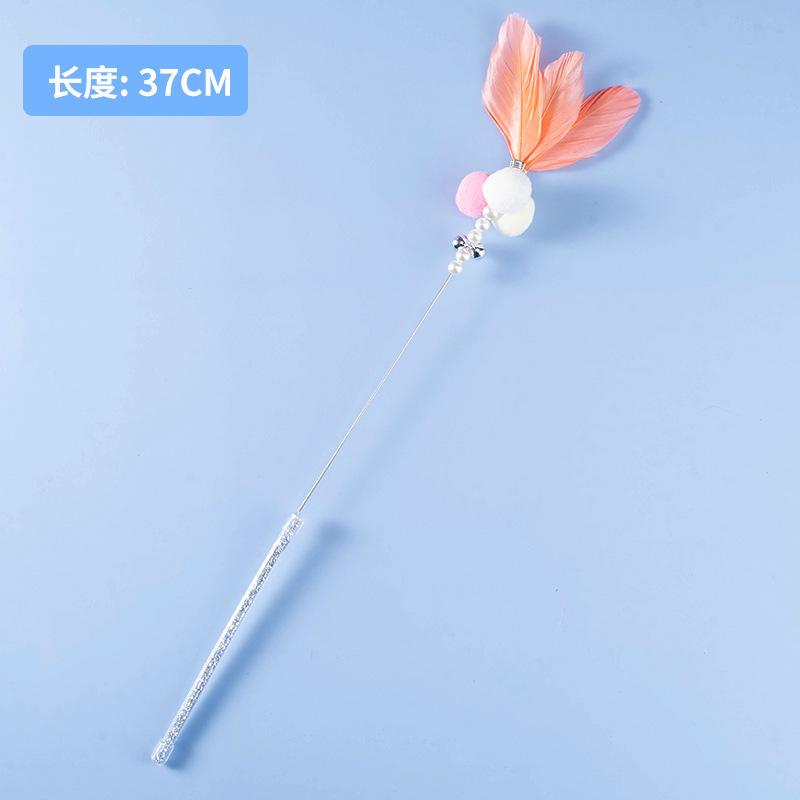 Tassel cat teaser wand, cat toy with feathers and bells, fairy cat teaser for boredom relief, interactive pet cat toy supplies