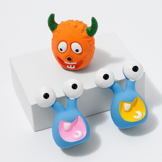 Cartoon Aliens Dog Chew Toy Bite Resistant Squeaky Latex Demon Aggressive Chewers Interactive Toy Small Medium Large Dogs Teething Cleaning Toy