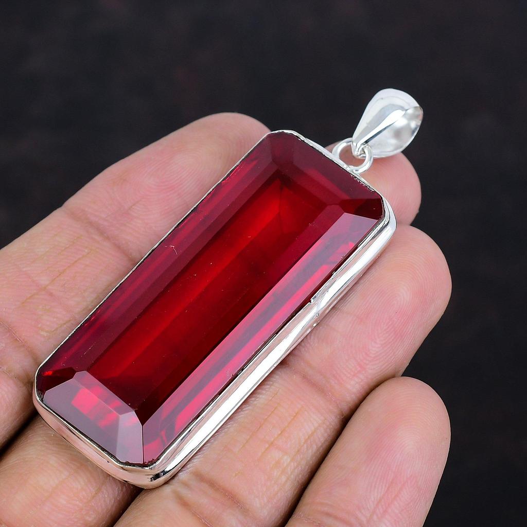 Faceted Mozambique Garnet Gemstone Pendant 925 Sterling Silver Pendant Handmade Pendant Mozambique Garnet Jewelry Wedding Gifts Boho Pendant