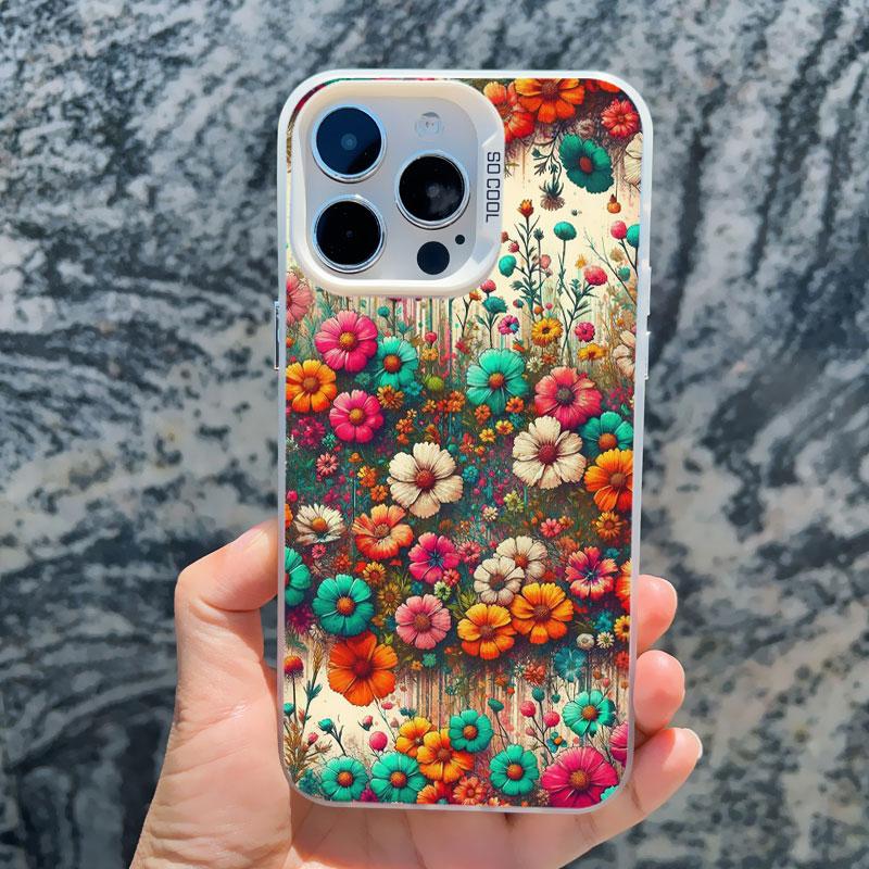 Colorful Flower Laser Phone Case For iPhone 15 Pro Max 14 13 11 12 Pro Max 13 Mini 15 14 Plus Shockproof Protection Back Covers